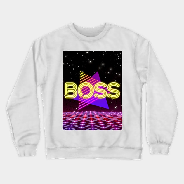 Boss Retrowave Triangle Aesthetic Crewneck Sweatshirt by 80snerd